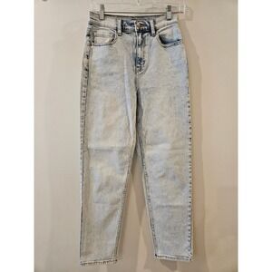 Fashion Nova Womens Size 5 Light Acid Wash High Waisted Mom Jeans Blue Denim